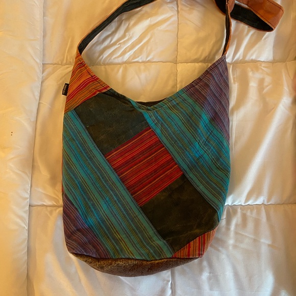 Bohemian Multicolor Shoulder Bag with Om Design - Picture 3 of 11